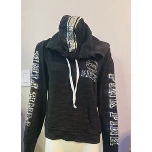 PINK Victoria's Secret Full Zip Up Hoodie MARBLED Sequin/Bling Size Medium M